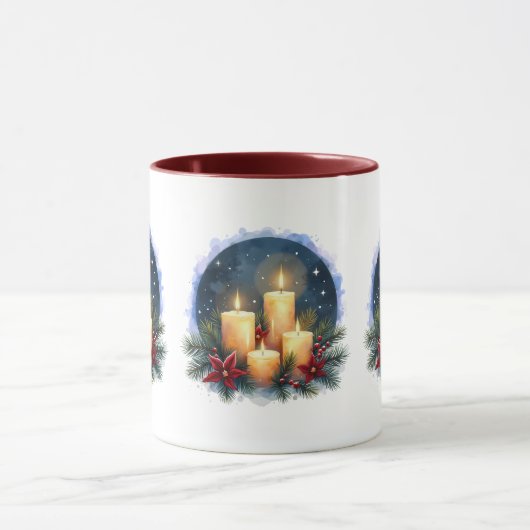 Kerstkaars gloed met poinsettia's mok (Midden)