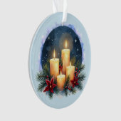 Kerstkaars gloed met poinsettia's ornament (voorkant)