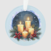 Kerstkaars gloed met poinsettia's ornament (voorkant)