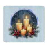 Kerstkaars gloed met poinsettia's snijplank (Voorkant)