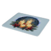 Kerstkaars gloed met poinsettia's snijplank (Hoek)