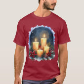 Kerstkaars gloed met poinsettia's t-shirt (Voorkant)