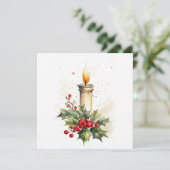 Kerstkaars Holly bladeren en bessen schilderen Feestdagenkaart (Staand voorkant)
