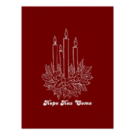 Kerstkaars Illustratie 'Hoop is Gekomen' Perfect Poster