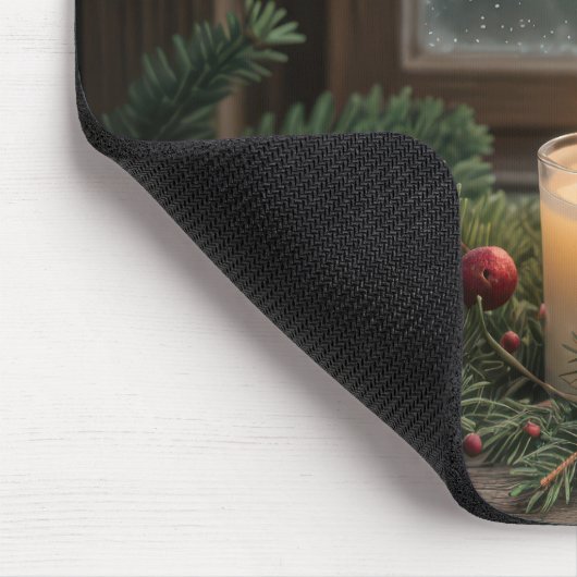 Kerstkaars in dennentakken muismat (Hoek)