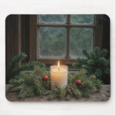 Kerstkaars in dennentakken muismat (Voorkant)