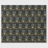 Kerstkaars in het venster van de boerderij cadeaupapier (Vlak)