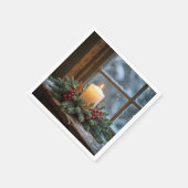 Kerstkaars in het winterraam servet (Hoek)