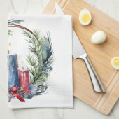 Kerstkaars in kranskunst theedoek (Quarter Fold)