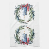 Kerstkaars in kranskunst theedoek (Verticaal)