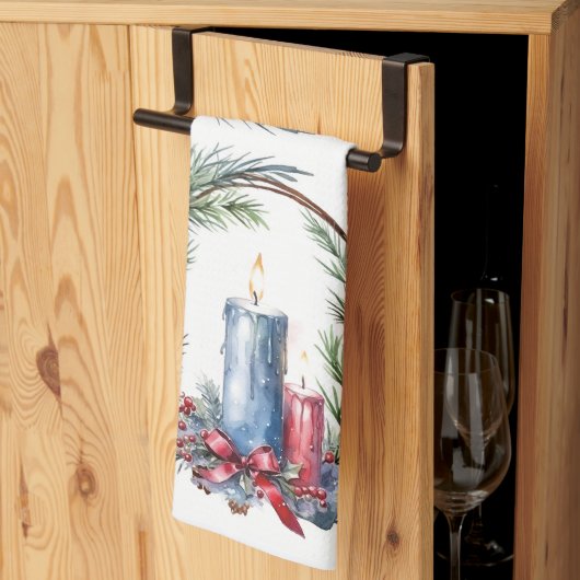Kerstkaars in kranskunst theedoek (Derde Gevouwen)