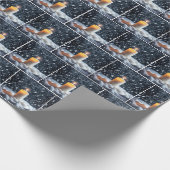 Kerstkaars in sneeuw cadeaupapier (Hoek)