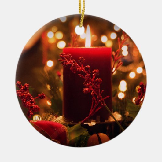 kerstkaars keramisch ornament (Voorkant)