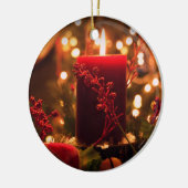 kerstkaars keramisch ornament (Links)