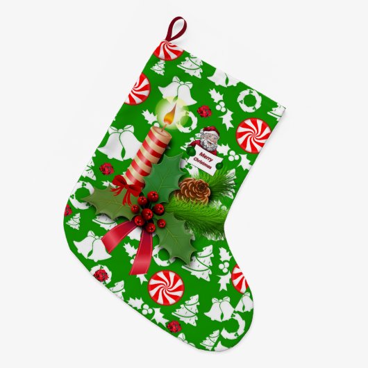 kerstkaars, kerstkaarsen grote kerstsok (Voorkant (Hangend))