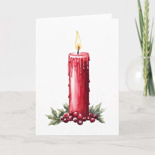 Kerstkaars Kerstkaart – Blanco Wens Feestdagen Kaart (Voorkant)
