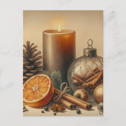 Kerstkaars Kunst Briefkaart (Voorkant)