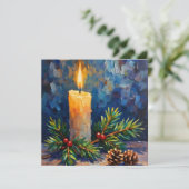 Kerstkaars met dennen kaart (Staand voorkant)