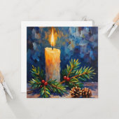 Kerstkaars met dennen kaart (Voorkant / Achterkant in situ)