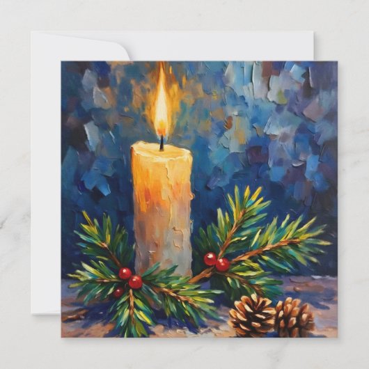 Kerstkaars met dennen kaart (Voorkant)