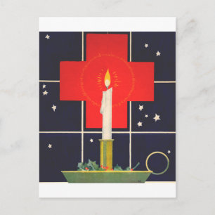 Kerstkaars met het kruisteken briefkaart
