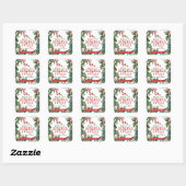 Kerstkaars met Holly & Berry Border Vierkante Sticker (Vel)
