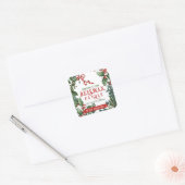 Kerstkaars met Holly & Berry Border Vierkante Sticker (Envelop)