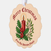 Kerstkaars met Holly & Mistletoe Ornament Kaart (Links)