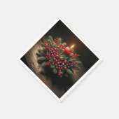 Kerstkaars met pijnbomen en bessen servet (Hoek)