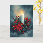 Kerstkaars met poinsettia's kaart (Gele Bloem)