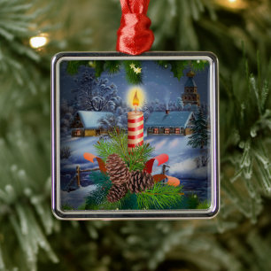 kerstkaars metalen ornament