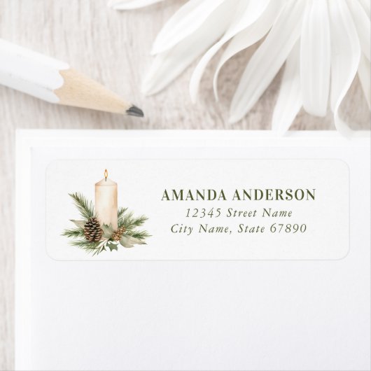 Kerstkaars retour adreslabels etiket (Insitu)