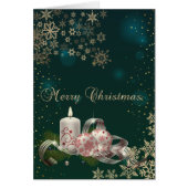 Kerstkaars, sneeuwvlokken, groene kerst (Voorkant)
