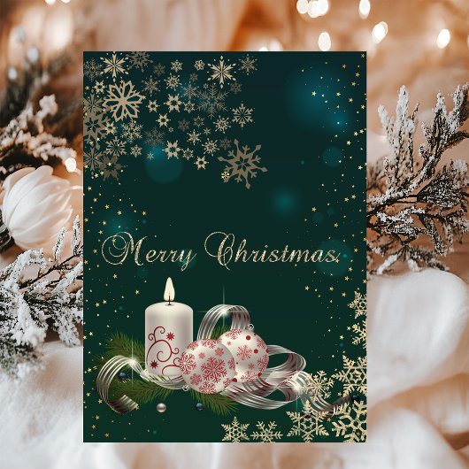 Kerstkaars, sneeuwvlokken, groene kerst