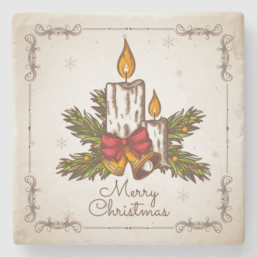   kerstkaars stenen onderzetter (Voorkant)
