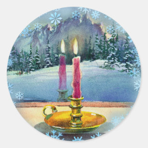 KERSTKAARS VAN SHARON SHARPE RONDE STICKER