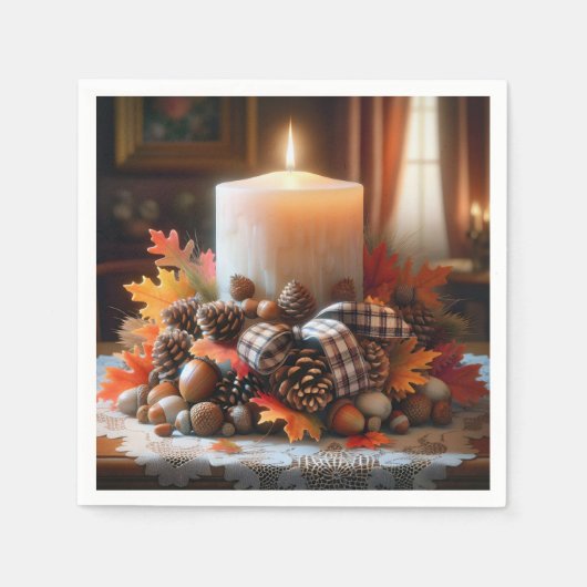 Kerstkaars voor Thanksgiving Servet (Voorkant)