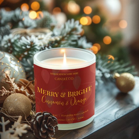 Kerstkaars 'Vrolijk & Helder' | Bewerkbaar Etiket
