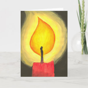 Kerstkaars, waterverf schilderij feestdagen kaart