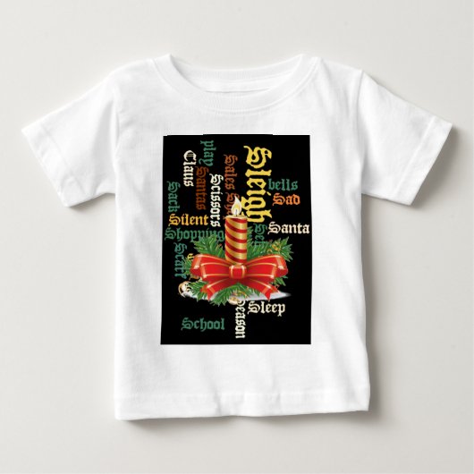 Kerstkaars Woord Kunst T-shirt (Voorkant)