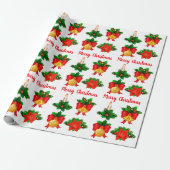 Kerstkaarsblaasjes Ribbon Poinsettia Flower Cadeaupapier (Uitgerold)