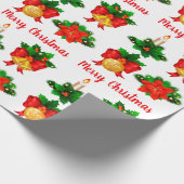 Kerstkaarsblaasjes Ribbon Poinsettia Flower Cadeaupapier (Hoek)