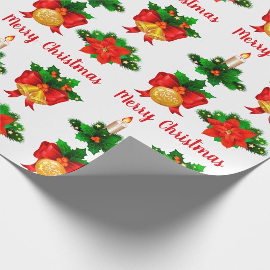 Kerstkaarsblaasjes Ribbon Poinsettia Flower Cadeaupapier (Hoek)