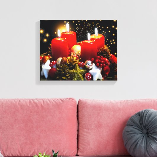 kerstkaarsdeklaag canvas afdruk (Insitu (Woonkamer))