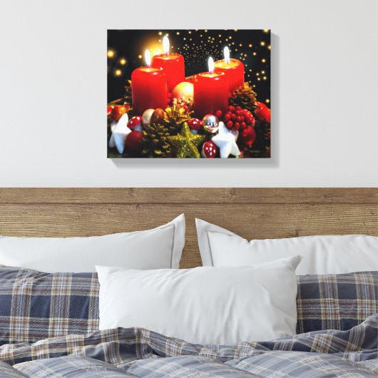 kerstkaarsdeklaag canvas afdruk (Insitu (Slaapkamer))