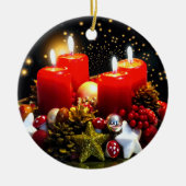 kerstkaarsdeklaag keramisch ornament (Voorkant)