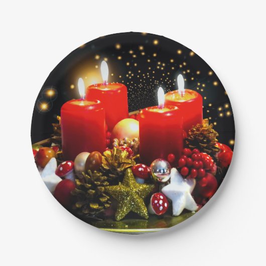 kerstkaarsdeklaag papieren bordje (Voorkant)