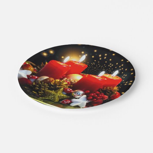 kerstkaarsdeklaag papieren bordje (Gekanteld)