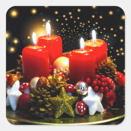 kerstkaarsdeklaag vierkante sticker