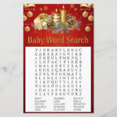 Kerstkaarsen Baby shower Word Search Game (Voorkant)